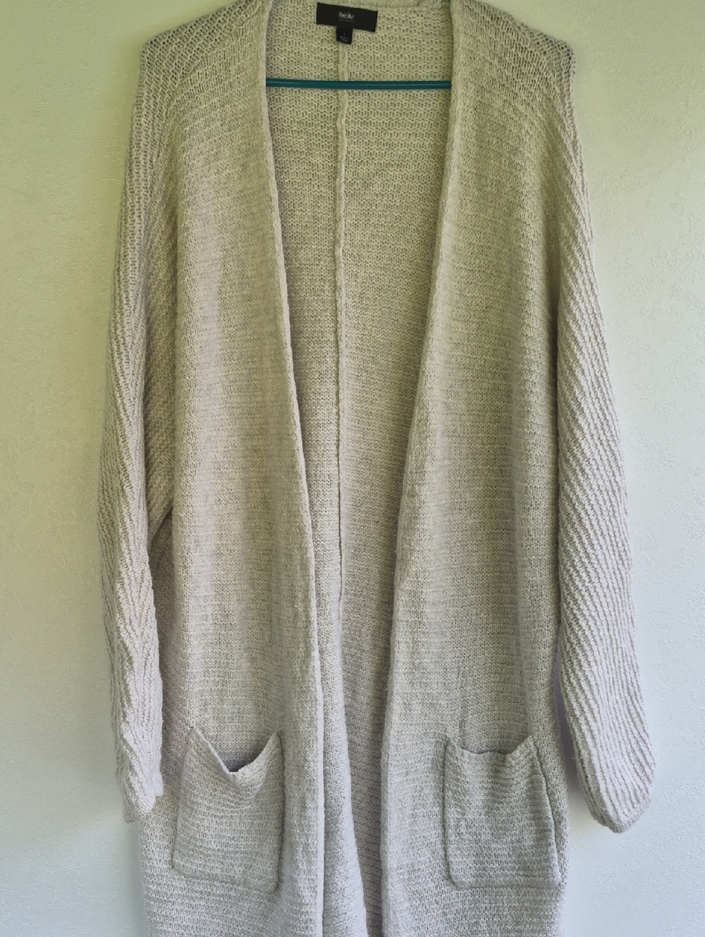 Cream Open-Front Knit Cardigan with Pockets